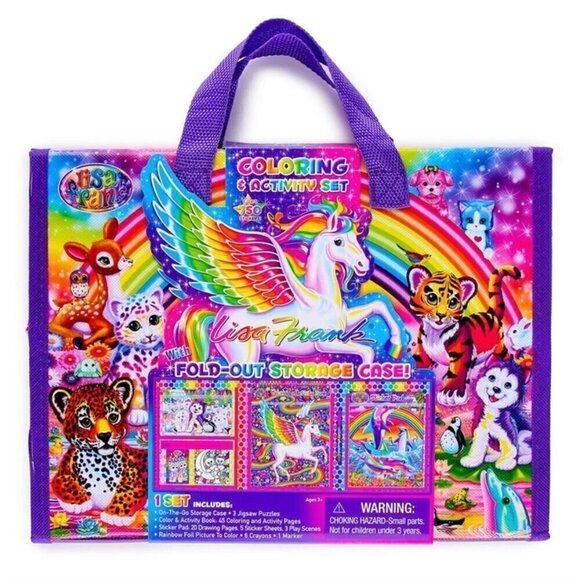 NWT Lisa Frank Coloring & Activity Set with Fold Out Storage Case + 600 Stickers - Picture 15 of 16